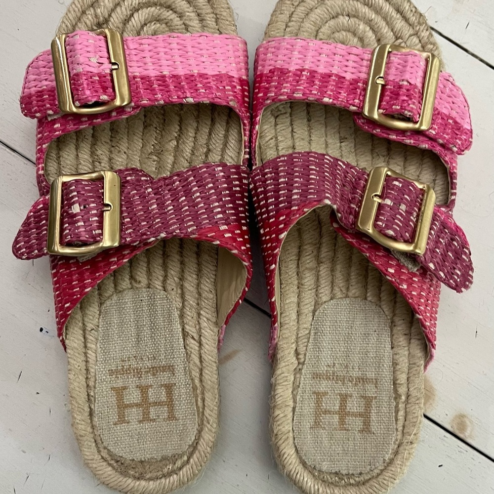 Haute Hippie Raffia Pink and Red Women's Espadrille Sandals size 8M